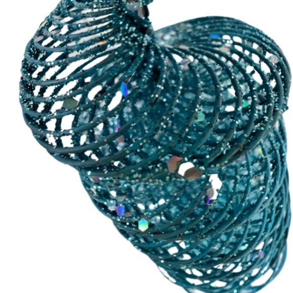 🌸6/$20🌸 Like new Whimsical Turquoise Glittered Table Christmas Tree - Picture 2 of 13